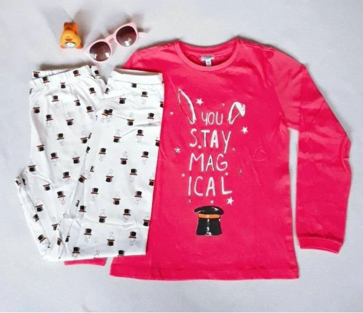 ست بلوز شلوار : پاییزی رنگ صورتی جنس نخ پنبه طرح خرگوش