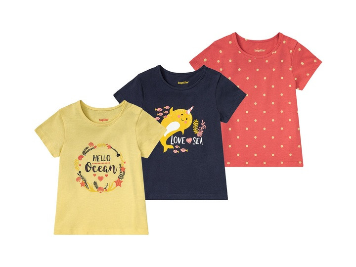پک ۳ عددی تیشرت نخی دخترانه برند لوپیلو