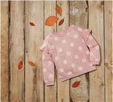 بلوز آستین چیندار خال خالی صورتی